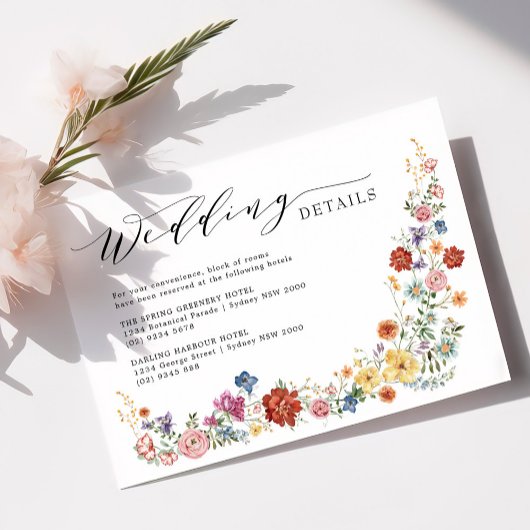 Victoriaans Zomer Tuin Wildflower Wedding Details Informatiekaartje