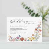 Victoriaans Zomer Tuin Wildflower Wedding Details Informatiekaartje (Staand voorkant)