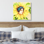 Victoriaans zomerbloem met naam Canvas Afdruk (Insitu (Slaapkamer))