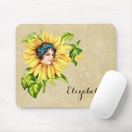  Victoriaans zomerbloem met naam Muismat (Met muis)