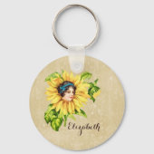  Victoriaans zomerbloem met naam Sleutelhanger (Voorkant)