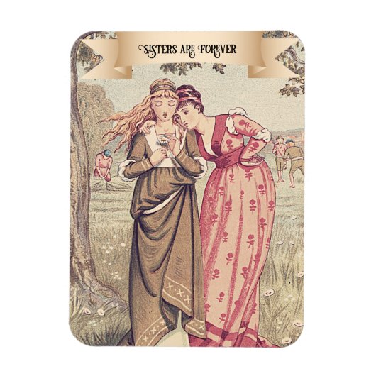  Victoriaans Zusters Schattige Regency Fine Art Magneet (Verticaal)