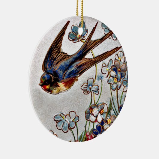 Victoriaans zwaluw kerstversiering keramisch ornament (Rechts)