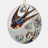 Victoriaans zwaluw kerstversiering keramisch ornament (Links)