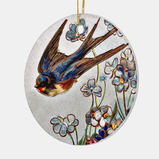 Victoriaans zwaluw kerstversiering keramisch ornament (Links)