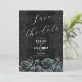 Victoriaans Zwart Gotisch Bruiloft Save the Date Kaart (Staand voorkant)