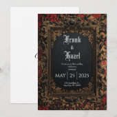 Victoriaans zwart-gouden barokke bruiloft kaart (Voorkant / Achterkant)