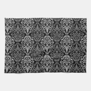 Victoriaans zwart grijs  Damask-logo Theedoek