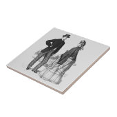 Victoriaans zwart grijs Man Voman Elegant Tegeltje (Zijkant)