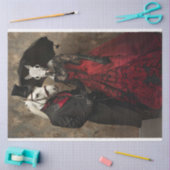 Victoriaans Zwart Rood Gekleed Paarden Decoupage Tissuepapier (Craft)