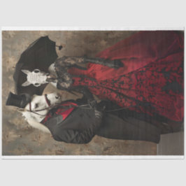 Victoriaans Zwart Rood Gekleed Paarden Decoupage Tissuepapier