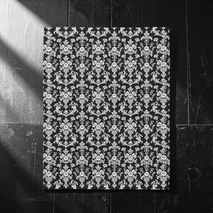 Victoriaans zwart-wit damastpatroon fleece deken