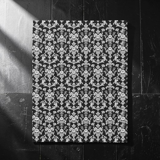Victoriaans zwart-wit damastpatroon fleece deken