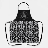 Victoriaans zwart-wit damastpatroon schort (Voorkant)