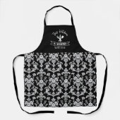 Victoriaans zwart-wit damastpatroon schort (Voorkant)