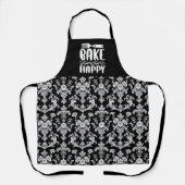 Victoriaans zwart-wit damastpatroon schort (Voorkant)