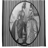 Victoriaans zwart wit dame streep douchegordijn (Voorkant)