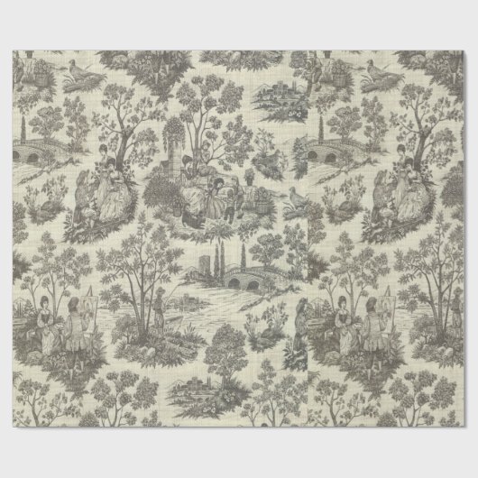 Victoriaans Zwart wit  Historisch Elegant Cadeaupapier (Vlak)