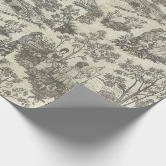 Victoriaans Zwart wit  Historisch Elegant Cadeaupapier (Hoek)