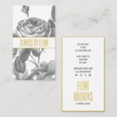 Victoriaans zwart-witte rozenbloemen chic gold visitekaartje (Voorkant / Achterkant)