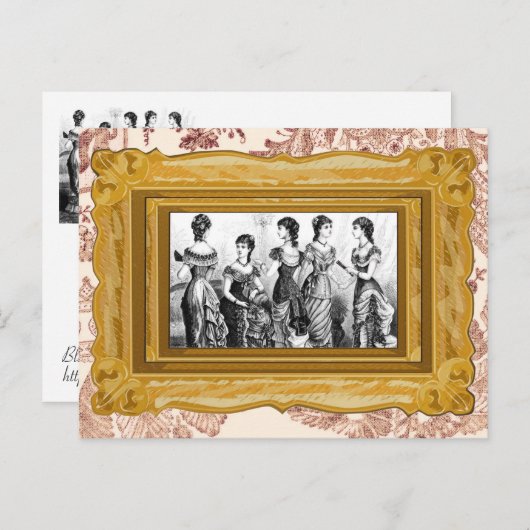 Victoriaans zwarte en witte Modes Briefkaart (Voorkant / Achterkant)