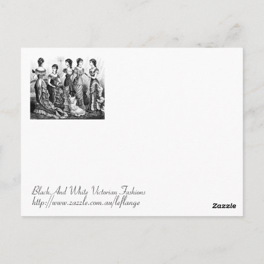 Victoriaans zwarte en witte Modes Briefkaart (Achterkant)