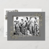 Victoriaans zwarte en witte Modes Briefkaart (Voorkant / Achterkant)