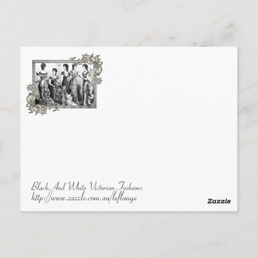 Victoriaans zwarte en witte Modes Briefkaart (Achterkant)