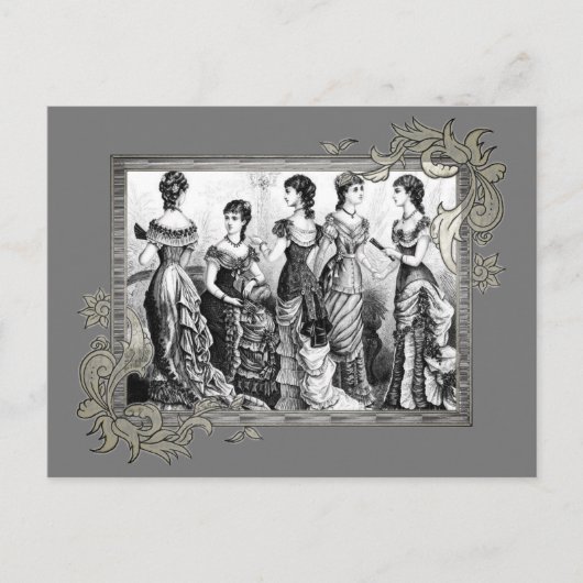 Victoriaans zwarte en witte Modes Briefkaart (Voorkant)