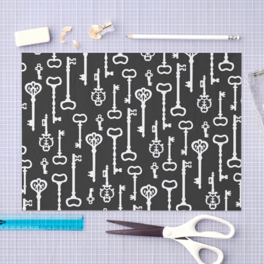 Victoriaans zwarte en witte sleutels tissuepapier (Craft)