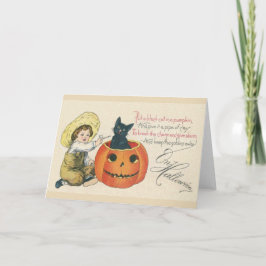 Victoriaans zwarte kat Halloween Wenskaart Kaart
