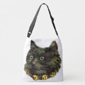 Victoriaans zwarte kat met klokband crossbody tas (Achterkant)