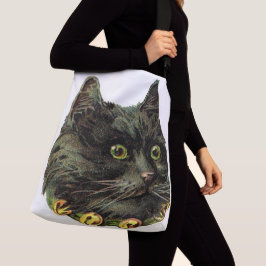 Victoriaans zwarte kat met klokband crossbody tas