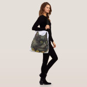 Victoriaans zwarte kat met klokband crossbody tas (Op model)