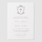 Victoriaans zwarte katholieke bruiloft vellum uitnodigingen (Voorkant)