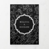 Victoriaans zwarte katholieke QR-code bruiloft Drieluik Uitnodiging (Cover)