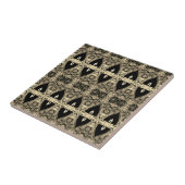 Victoriaans zwarte Sepia Art Nouveau Pattern Tegeltje (Zijkant)