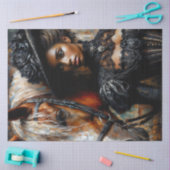 Victoriaans zwarte vrouw met paard tissuepapier (Craft)