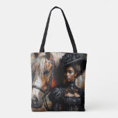 Victoriaans zwarte vrouw met paard tote bag (Achterkant)