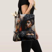 Victoriaans zwarte vrouw met paard tote bag (Dichtbij)