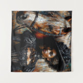 Victoriaans zwarte vrouw met paard wandkleed (Voorkant (horizontaal))