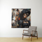 Victoriaans zwarte vrouw met paard wandkleed (In situ)