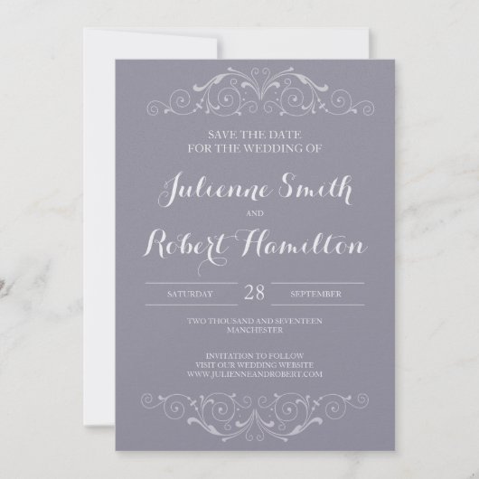  Victoriaans Zwemmen Elegant sparen de Datum Save The Date (Voorkant)