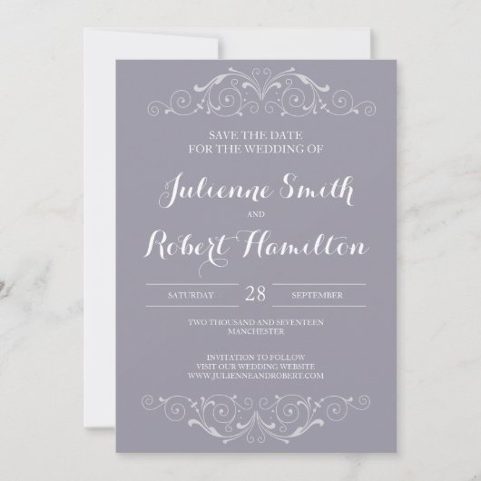  Victoriaans Zwemmen Elegant sparen de Datum Save The Date (Voorkant)