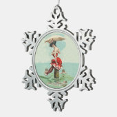  Victoriaans zwemwater Beauty Lady Ocean Tin Sneeuwvlok Ornament (Rechts)