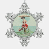  Victoriaans zwemwater Beauty Lady Ocean Tin Sneeuwvlok Ornament (Voorkant)