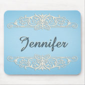 Victoriaans zwendels op Cream in blauw Muismat (Voorkant)