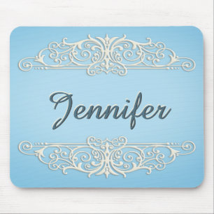 Victoriaans zwendels op Cream in blauw Muismat