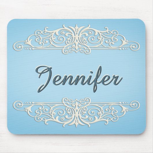 Victoriaans zwendels op Cream in blauw Muismat (Voorkant)