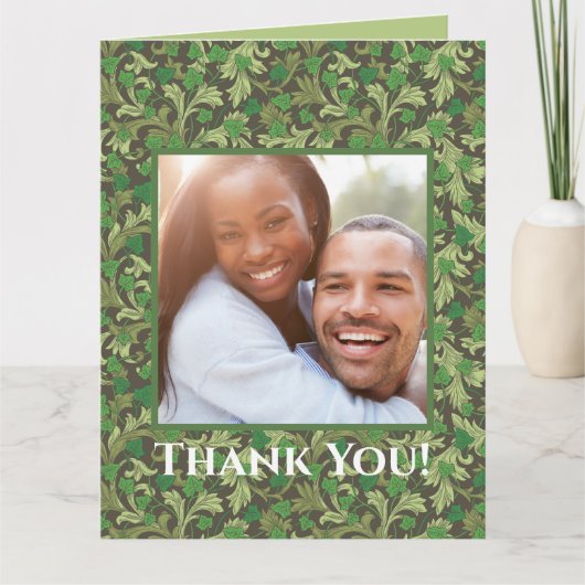 Victoriaanse antieke groene klimop op klimrek bedankkaart (Voorkant)